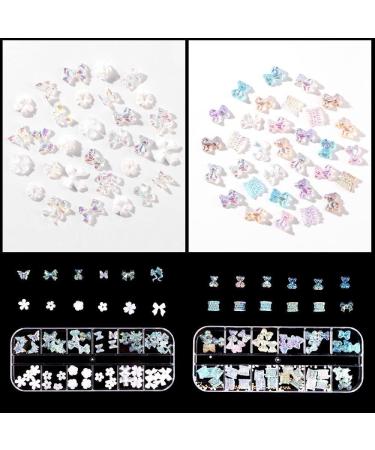 Decals Acrylic Nail Stud Nails Accessories Charm DIY Bow Jelly Bear Shape White Flower Nail Art Charms Multi Shaped Nail Art Rhinestones Kit - Buy Online on GoSupps.com