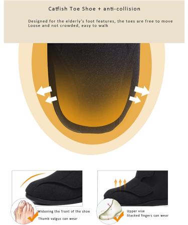 Diabetic Edema Shoes for Men - Adjustable Open Toe Slippers for Swollen Feet | Plantar Fasciitis Foam Slippers - Size 9.5 Black - Buy Online on GoSupps.com