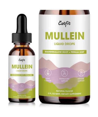 Mullein Drops for Lungs Mullein Leaf Extract with Marshmallow Root Perilla & Astragalus for Respiratory Support Immune Boost & Lung Detox Natural Herbal Formula Vegan 2 fl oz 2 Fl Oz (Pack of 1)