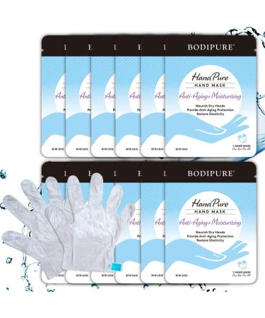 Bodipure HandPure Hand Mask - Intensive Repairing Treatment for Dry Cracked Hands - Anti-aging Moisturizing Gloves - Repairs Rough and Extra Dry Hands, For Women and Men - 12 Pack 1 Count (Pack of 12)