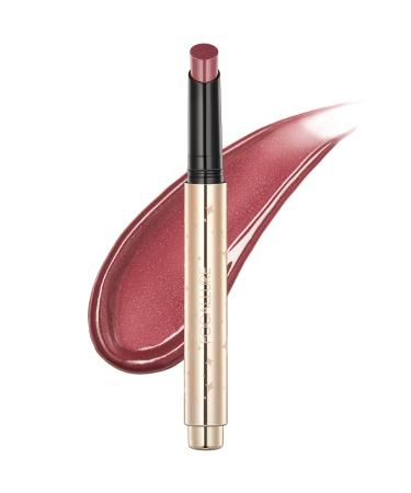 FOCALLURE Shimmer Lipstick Moisturizing Plumping Lip Gloss Shimmery Glossy Finish Hydrating Long Lasting Non-Stick Cup Lip Makeup High Shine for Plumper Looking Lips Mellow RD01 Mellow