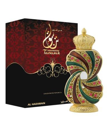 Al Haramain Tanasuk Perfume Oil - 12 ml | Unisex Amber Vanilla Attar Oil | Concentrated Fragrance 0.4 Fl Oz (Pack of 1)