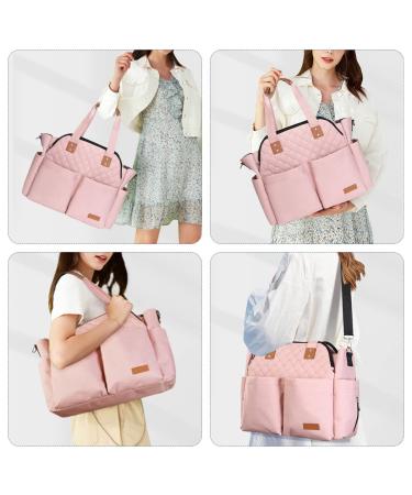 Lekebaby Large Pink Quilted Baby Diaper Bag Messenger with Changing Mat - Perfect for Travel - Buy Online on GoSupps.com