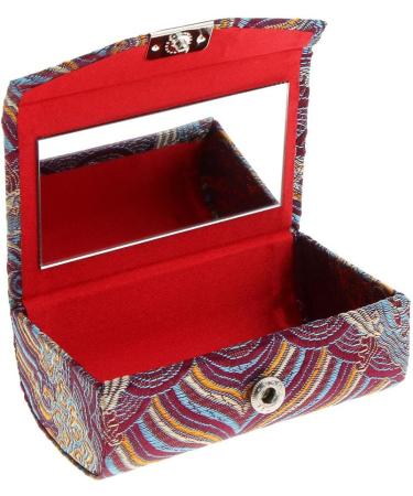 Oshhni Retro Holder Box with Mirror - Chinese Costume Design Embroidered Lipstick Case - Camouflage - International Shipping Available - Buy Online on GoSupps.com