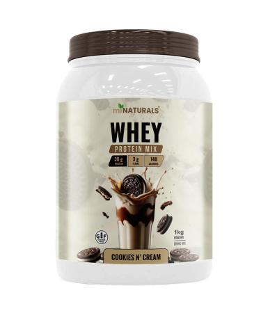 miNATURALS Whey Pure Isolate High Protein Drink Mix Powder For Shakes (Cookies & Cream - 1 KG) - with Inulin Fibre - Chicory Root Cookies & Cream (1 KG)