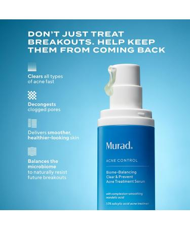 Murad Biome-Balancing Acne Treatment Salicylic Mandelic and Glutamic Acid Serum for Clearing and Preventing Breakouts Decongesting Pores and Balancing Skin Microbiome 1.0 Fl Oz - Buy Online on GoSupps.com