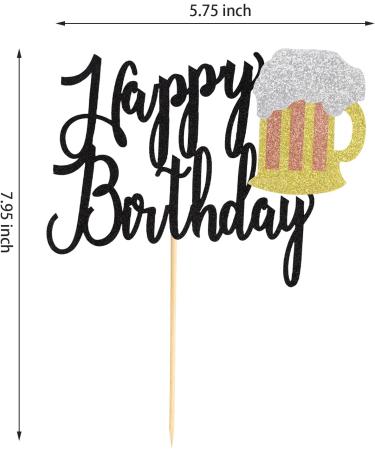 Arthsdite 1Pc Beer Mug Happy Birthday Cake Topper Cheers Beers Cake Decoration for Celebrating Glorymoment Beer Theme Birthday Theme Party Supplies Beer Mug Cake Topper - Buy Online on GoSupps.com