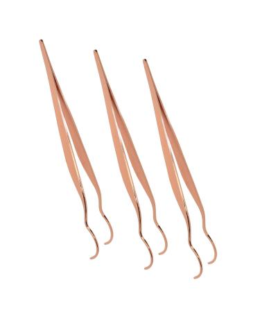 Stainless steel eyelash sink portable curved design wide clip-mouth compact handle cooking tweezer pliers for precise eyelash extensions 3-part set