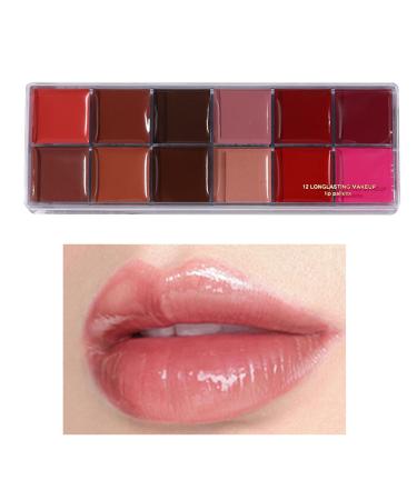 Palette de 12 Couleurs L vres | Palette Maquillage Velours Mat avec Teintes Cr meuses | Set Brillant Compact Tenue R sistante Id al Femme Adulte Usage Quotidien