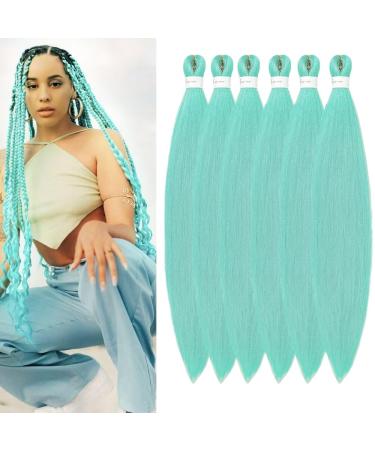 YDDM PRE Stretched Braiding Hair Extensions 32 inch 6packs Extensions Kunsthaar Braids Mint Hair extension Art hair for braid extension for Braids Jumbo Braids Hair (32 inches MINT#) 81cm-32 inches (6 Pack) MINT#