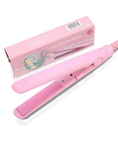 2 in 1 Mini Flat Iron 4 Colors Mini Hair Straightener - Ceramic Tourmaline Plate Beauty Flat Iron Heating Curler for Salon(us-)