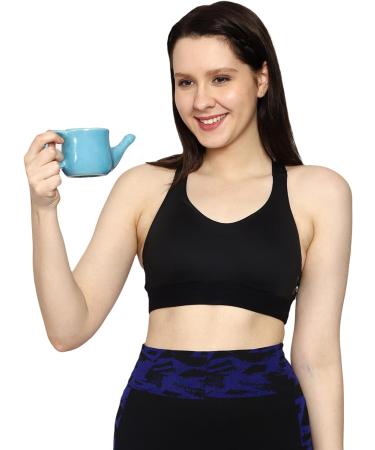 Spill-Proof Ceramic Neti Pot + 5 Neti Salt Sachets | Sky Blue | 250 ML - Buy Online on GoSupps.com