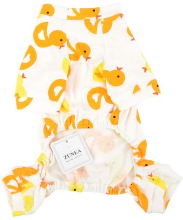 Zunea Soft Cotton Overall for Small Dogs - Enchanting Yellow Duck Romper Pajama Clothing for Pets & Puppies (Pack of 1) - Buy Online on GoSupps.com