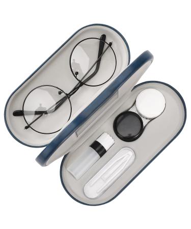 Moko glasses case double -sided glasses case with mirror portable scratch -resistant double case for glasses should glasses read glasses contact lenses blue