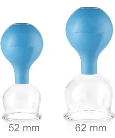 Pulox Cupping Glass Set - Real Glass Cupping Cups with Suction Balls (52mm & 62mm) - Blue | International Shipping Available - Buy Online on GoSupps.com