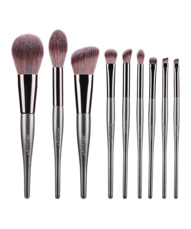 EVRCHGIEA Professional Makeup Brushes Set Concealers Foundation Blending Eye Shadow Blush Concealers Makeup Brush Kit (Dark Grey 9pcs)