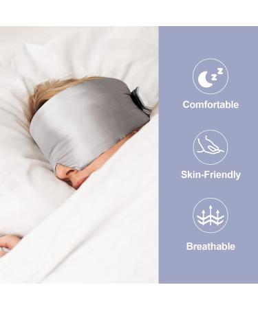 Luxury Mulberry Silk Sleep Mask - Adjustable Eye Cover for Sleeping | Soft Pressureless Blackout Design for Men & Women - Large Size Mink Silver - Buy Online on GoSupps.com