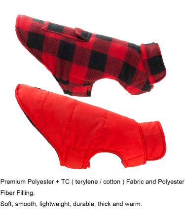 SCENEREAL Reversible Dog Winter Jacket - Windproof Waterproof Plaid Vest for Small, Medium, Large Dogs - Red-Black - Buy Online on GoSupps.com