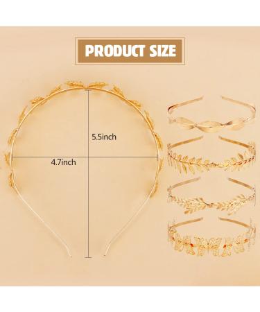 TOBATOBA Gold Headbands for Women - 4Pcs Metal Leaf & Butterfly Greek Headband Set for Halloween, Parties & Weddings - Buy Online on GoSupps.com