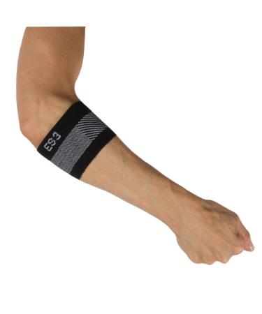 OrthoSleeve Elbow Brace ES3 designed to prevent and relive pain associated with Tennis Elbow, Golfers Elbow, General Elbow Pain and Forearm Pain Medium Black