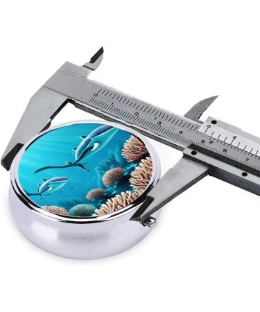 Deep Sea Whales Round Pill Box - 3 Compartment Travel Organizer for Pills | Portable Travel Pill Case - Buy Online on GoSupps.com
