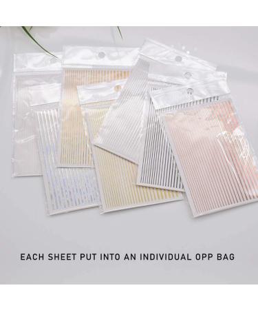 Metallic Line Holographic Nail Sticker Set - 7 Sheets Gold Glitter Zebra 3D Strips Decals Kit for Women - Buy Online on GoSupps.com