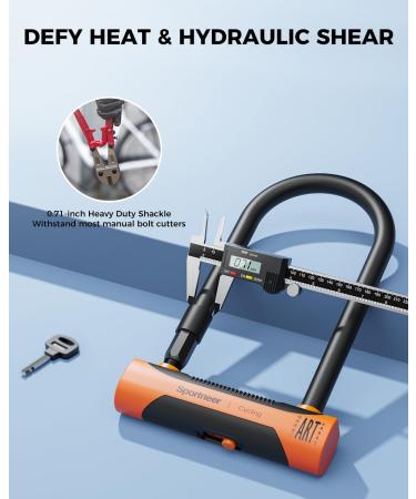 Sportne High-Safety Bicycle Lock - 18mm Anti-Theft Iron Lock with Key & 12mm x 1.8m Steel Cable | Certified Security for Ebikes - Buy Online on GoSupps.com