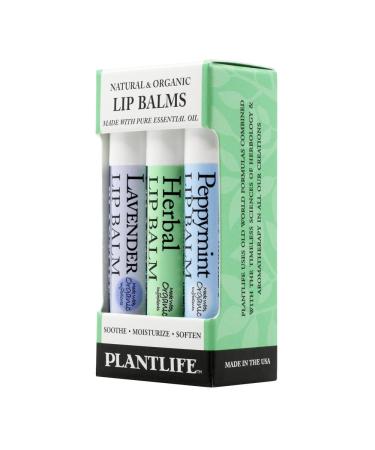 Plantlife Herbal Lip Balm 3 pack - We Blend the Finest Olive Oil with Organic Beeswax to Create the Most Soothing Lip Balm - Made in California