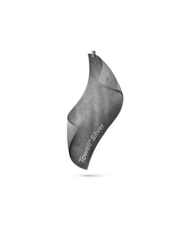 Stryve Gym Towell+ Silver 105 x 42.5 cm Silver Gray antibacterial sports towel with magnetic clip & anti -slip fitness towel with bag Towell+ Silver Silver Gray