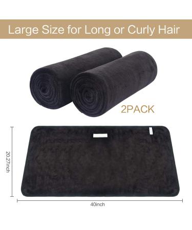 Sunland Microfiber Hair Drying Towel 2 Pack - Super Absorbent Quick Dry Hair Turban - Large 20x40 - Black (2 Pack) - Buy Online on GoSupps.com
