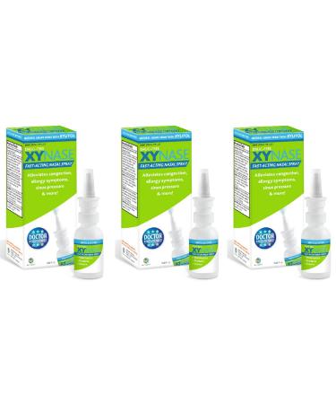 Xynase Natural Saline Nasal Spray with Xylitol - Relieves Nasal Congestion Dry Nose Allergy Symptoms Sinus Pressure (0.75 fl oz Each) 3 Pack