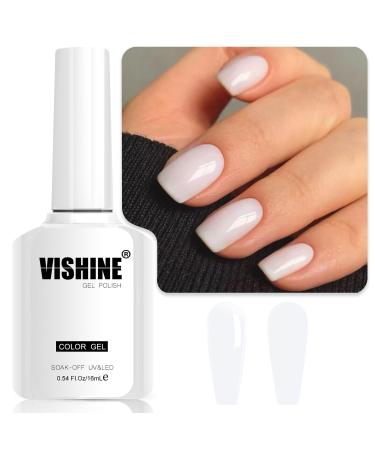 Vishine Neutral Gel Nail Polish 16ml - Frosted White Milky Jelly Soak Off UV LED Gel for Nail Art | Translucent Sheer Color - Buy Online on GoSupps.com