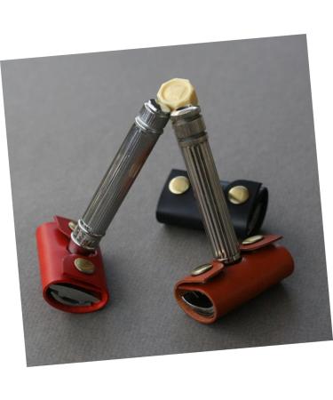 Durable Travel Razor Cover - Hakidzel 2-Piece Men's Razor Accessories | Anti-Scratch Fabric Shell | Brown 8.5x4.5cm - Buy Online on GoSupps.com
