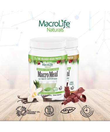MacroLife Naturals MacroMeal Vegan Chocolate Protein Powder Superfood Greens Probiotics + Fiber Immune Energy Digestive Daily Essentials for Women & Men Gluten-Free - 23.8oz (15 Servings) Chocolate Chocolate 1.49 Pound (Pa  - Buy Online on GoSupps.com