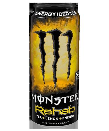 Buy Monster Energy Rehab Lemon - 12 x 500ml Caffeinated Energy Drink | Classic Taste in Eco-Friendly Disposable Cans | Fast International Shipping - Buy Online on GoSupps.com