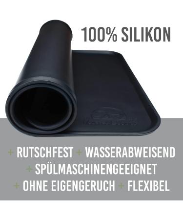 KARALUNA Basic Silicone Black Pet Feeding Mat | 60x40 cm Slip-Resistant Dog & Cat Bowl Pad - Buy Online on GoSupps.com