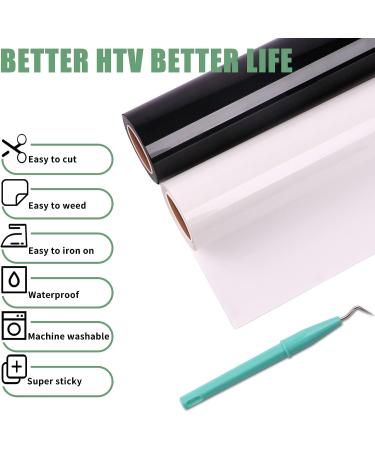 HTVRONT 12x25ft White & Black Heat Transfer Vinyl Rolls for Shirts - Easy to Cut & Weed - Iron On Vinyl for Heat Vinyl Design - Buy Online on GoSupps.com