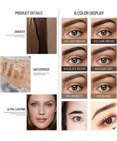 JAWSEU Eyebrow cream waterproof longlasting liquid eyebrow gel for intensive coloring of the eyebrows 6 ml 04 - Buy Online on GoSupps.com