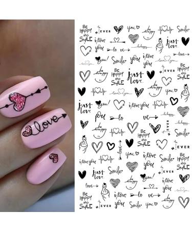 Geometric Heart & English Letter Nail Art Stickers - 6 Sheets - Buy Online on GoSupps.com