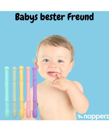 Nopperz Toothing Aid Double Pack - BPA-Free Silicone Bite Rings & Tubes for Baby Teething Relief - Colorful Purple & Blue - Buy Online on GoSupps.com