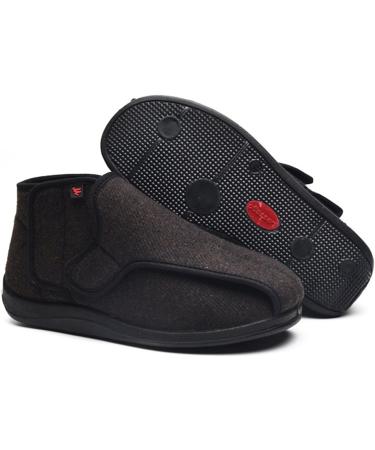 Memory Foam Diabetic Slippers - Extra Wide Surgery Recovery Shoe, Adjustable Stickbuckle, Warm & Comfy for Elderly Health - Brown 23.5cm - Buy Online on GoSupps.com