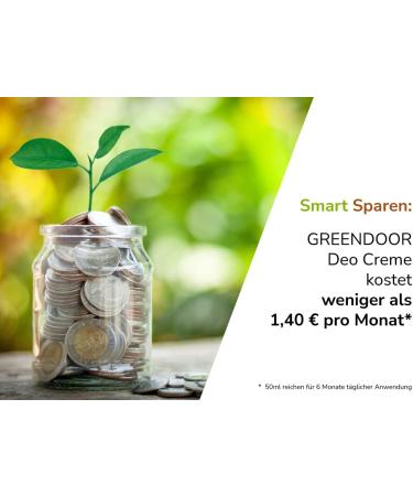 50 ml Greendoor cream deodorant WITHOUT ALUMINUM salts very effective against perspiration odor vegan natural preservative-free alcohol-free ORGANIC deodorant not tested on animals - Buy Online on GoSupps.com