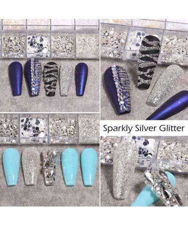 Shop GZSYY Nail Glitter Shimmering Sugar - 12 Unique Designs White Effect Multi-Color Laser Sequins for Stunning Glitter Nails - Buy Online on GoSupps.com