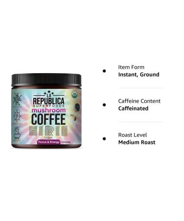 La Republica Dreamer Organic Mushroom Coffee (30 Servings) | 7 Superfood Mushrooms | Fair Trade Arabica Coffee | Hirie Music Limited Edition - Buy Online on GoSupps.com