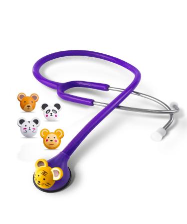 SCIAN HS-30Q Kid-Friendly Stethoscope for Childrens with Multiple Colors, Cartoon Animals Design Stethoscope for Clinician, Nurse, Home Use(Purple)