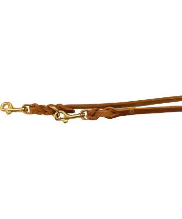 Premium Double Line Dog Leash - Adjustable Fat Leather & Brass | 2m to 5m for Small & Large Dogs | Cognac Color - Buy Online on GoSupps.com
