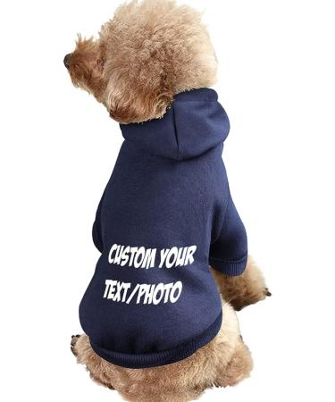 Personalized Pet Hoodie - Soft Navy Blue Sweater for Dogs with Hat | Custom Photo & Text - Buy Online on GoSupps.com