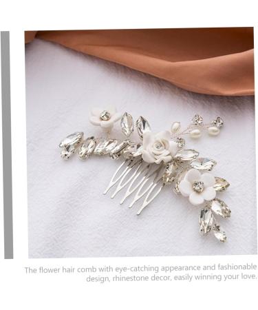 minkissy Bride Hair Comb Wedding Hair Side Comb Floral Hair Comb Bridal Hair Side Comb Bridal Hair Accessories Hair Side Comb White Miss Soft Pottery Metal Twist - Buy Online on GoSupps.com
