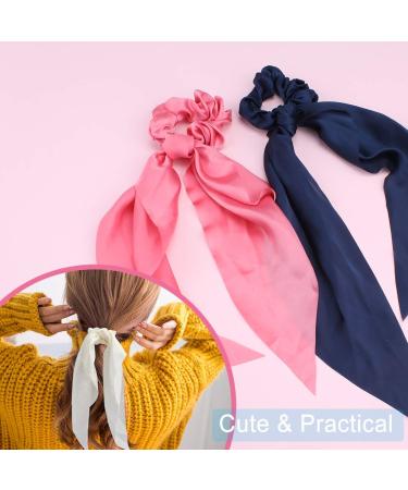 ANBALA Satin Ribbon Hair Scrunchies Set A - 10Pcs Thin Cold Scrunchies for Girls Women - Floral & Solid Color Hair Ties Accessories - Buy Online on GoSupps.com