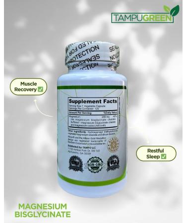 TAMPUGREEN Magnesium Bisglycinate High Absorption Muscle & Nerve Support Relaxation & Sleep Support 200 mg 120 Tablets GMP Certified - Buy Online on GoSupps.com